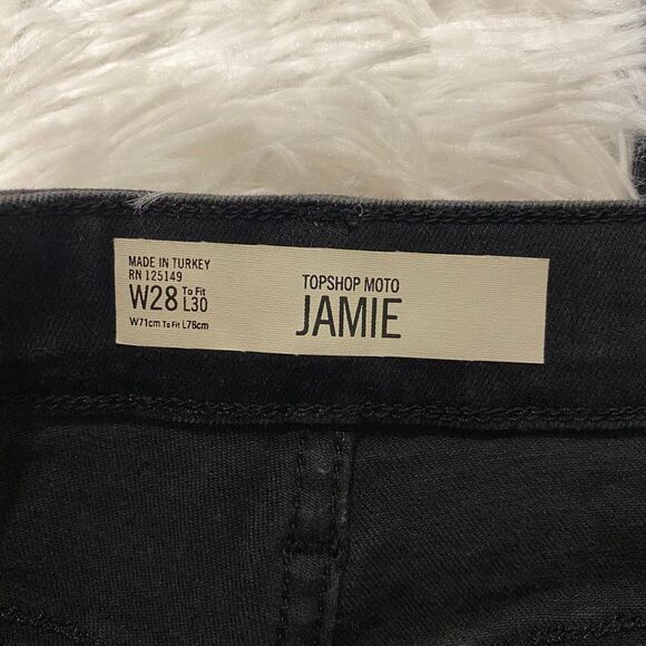 Topshop Jamie Jean in Black Floral Embroidery Size 28 - Picture 7 of 8